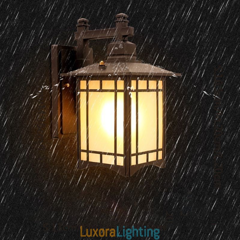 Designer Touch Decorative Chinese Style Outdoor Light Waterproof Pavilion Shape Wall Light Garden Balcony
