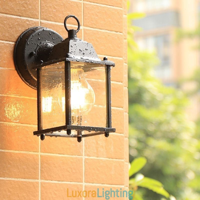 Designer Touch Decorative European Outdoor Wall Sconce Waterproof Square Column Wall Light Courtyard Garden Balcony