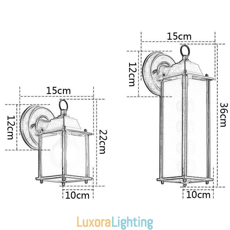 Designer Touch Decorative European Outdoor Wall Sconce Waterproof Square Column Wall Light Courtyard Garden Balcony