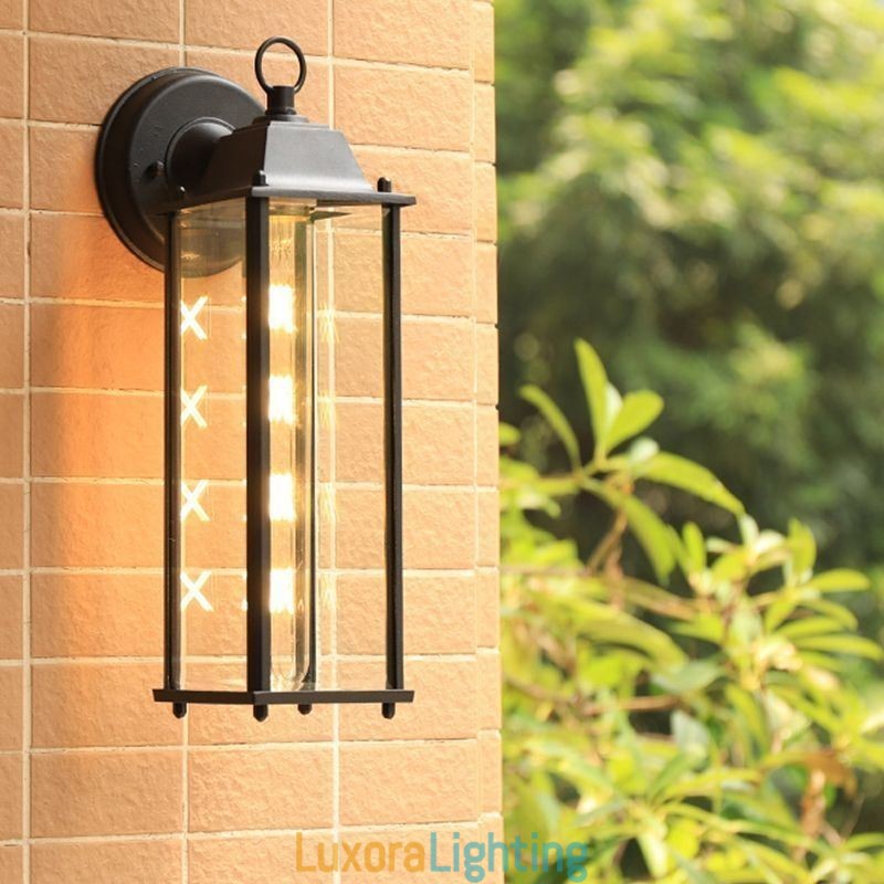 Designer Touch Decorative European Outdoor Wall Sconce Waterproof Square Column Wall Light Courtyard Garden Balcony