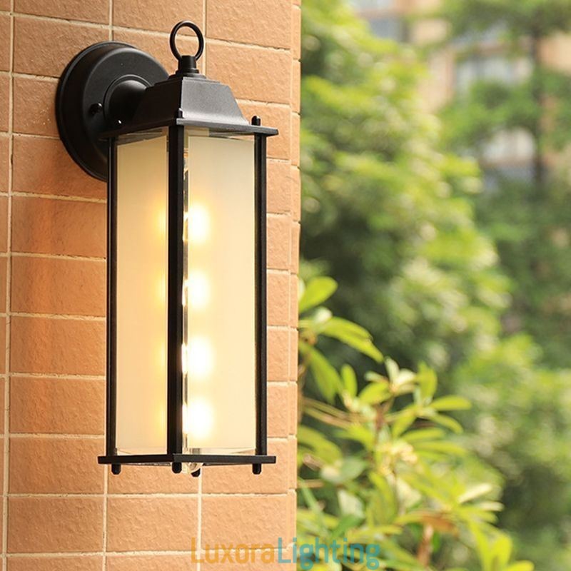 Designer Touch Decorative European Outdoor Wall Sconce Waterproof Square Column Wall Light Courtyard Garden Balcony