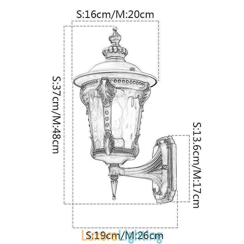 Designer Touch Decorative European Retro Outdoor Wall Sconce Waterproof Carved Wall Light Garden Balcony Courtyard