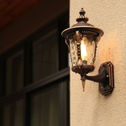 Designer Touch Decorative European Retro Outdoor Wall Sconce Waterproof Carved Wall Light Garden Balcony Courtyard