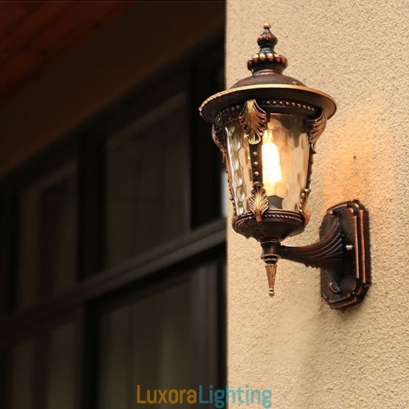 Designer Touch Decorative European Retro Outdoor Wall Sconce Waterproof Carved Wall Light Garden Balcony Courtyard