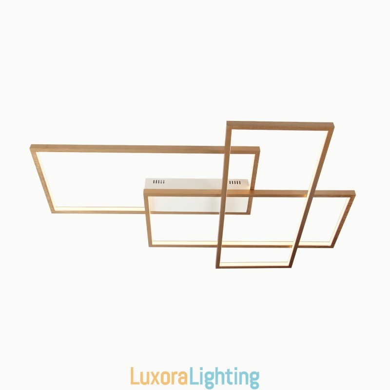 Designer Touch Decorative Gold Modern Comtemporary Alumilium Painting Ceiling Light Flush Mount Light with Remoter Dimmer (Can Also be Used as Wall Light)