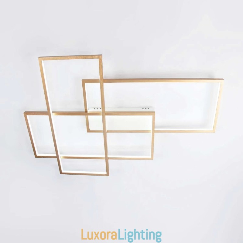 Designer Touch Decorative Gold Modern Comtemporary Alumilium Painting Ceiling Light Flush Mount Light with Remoter Dimmer (Can Also be Used as Wall Light)