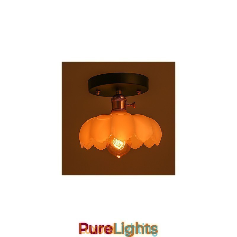 Designer Touch Decorative Flush Mount Retro Lighting Lights Glass Ceiling Lamp