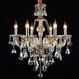 Designer Touch Decorative Chandelier Cognac Color Crystal Modern 6 Lights Contemporary Glass