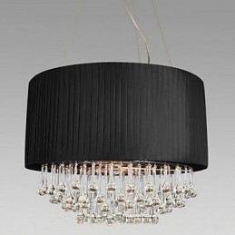 Designer Touch Decorative Crystal Ceiling Light with 5 Lights in Black Fabric Shade