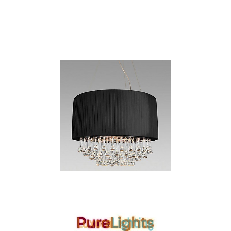 Designer Touch Decorative Crystal Ceiling Light with 5 Lights in Black Fabric Shade