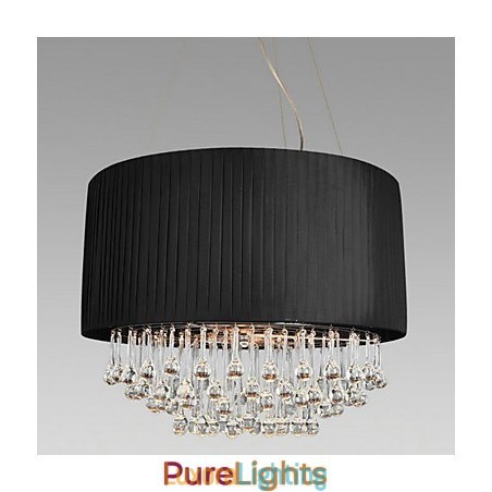 Designer Touch Decorative Crystal Ceiling Light with 5 Lights in Black Fabric Shade