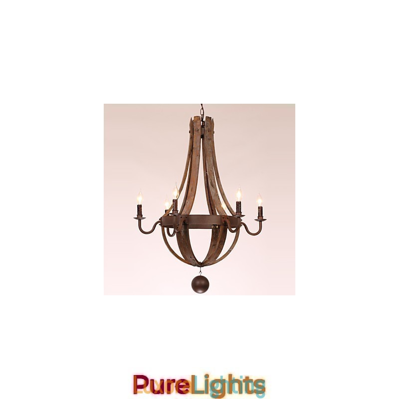 Designer Touch Decorative Chandelier 6 lights Vintage Retro Country Living Dining Garage Metal