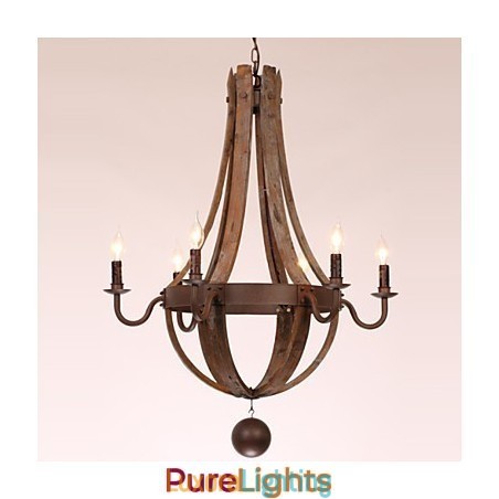 Designer Touch Decorative Chandelier 6 lights Vintage Retro Country Living Dining Garage Metal