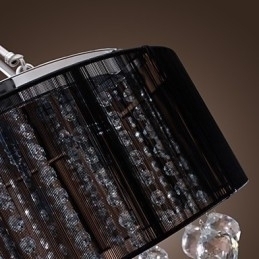 Designer Touch Decorative Modern Crystal Flush Mount with 5 Lights Black Fabric Shade