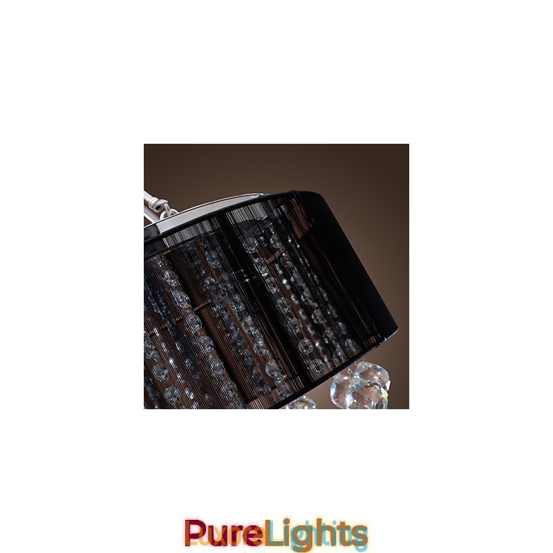 Designer Touch Decorative Modern Crystal Flush Mount with 5 Lights Black Fabric Shade