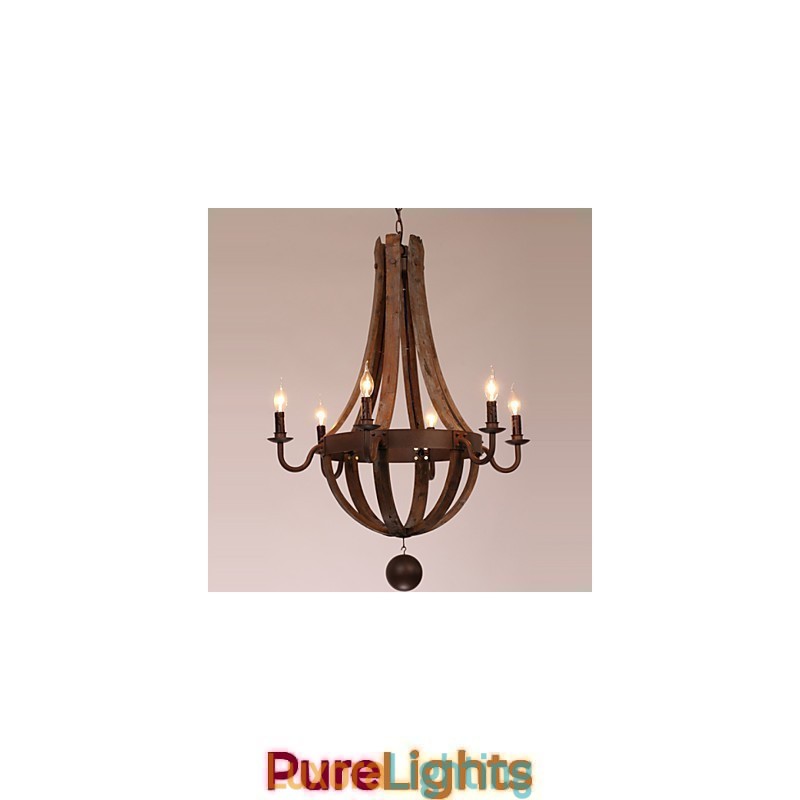 Designer Touch Decorative Chandelier 6 lights Vintage Retro Country Living Dining Garage Metal