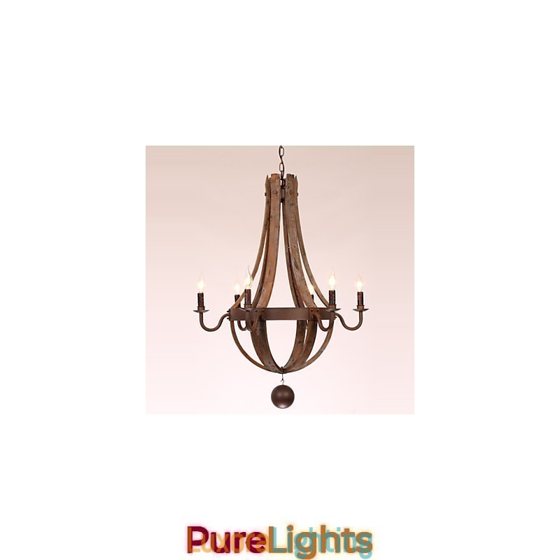 Designer Touch Decorative Chandelier 6 lights Vintage Retro Country Living Dining Garage Metal