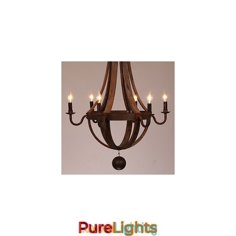 Designer Touch Decorative Chandelier 6 lights Vintage Retro Country Living Dining Garage Metal