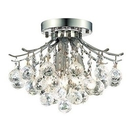 Designer Touch Decorative Modern 3 Light Flush Mount Lights with Crystal Beads