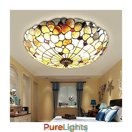 Designer Touch Decorative The Mediterranean Sea Shells Absorb Dome Light Rural Chimney 50 Cm In Diameter