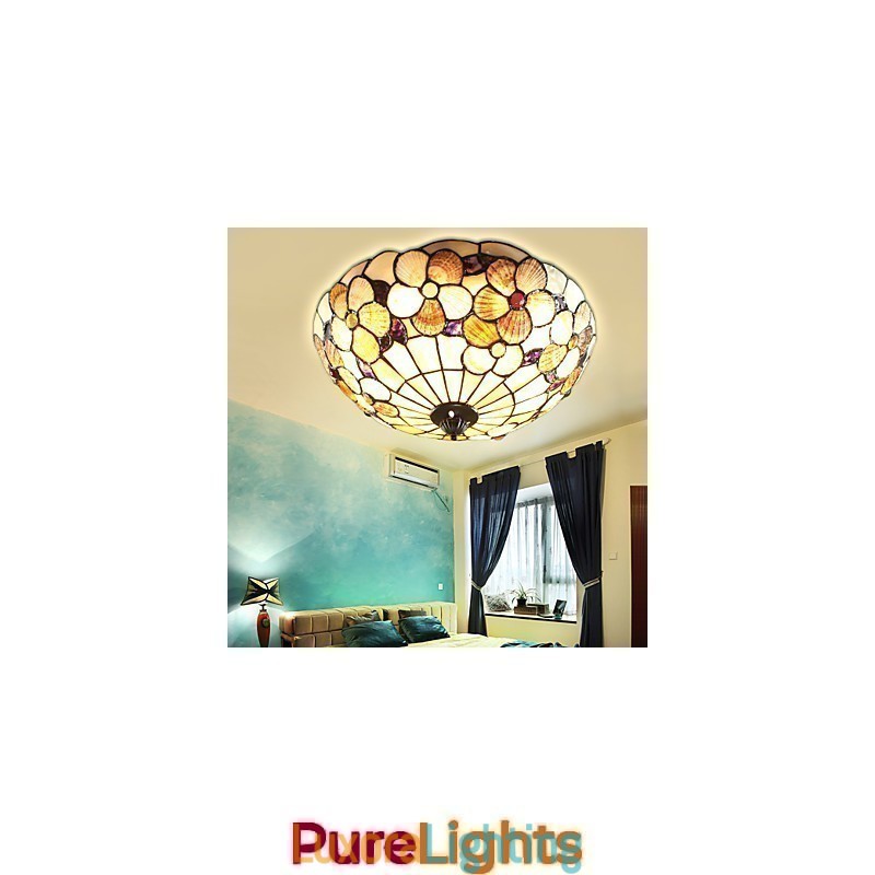Designer Touch Decorative The Mediterranean Sea Shells Absorb Dome Light Rural Chimney 50 Cm In Diameter