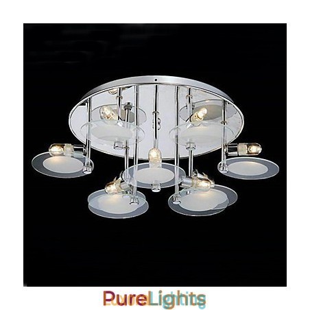 Designer Touch Decorative Modern Stainless Steel Flush Mount with 9 Lights