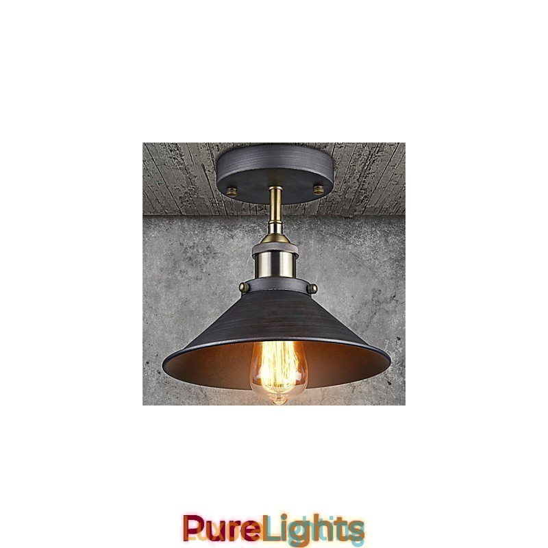 Designer Touch Decorative Vintage Mini Edison Ceiling Light 1 Light Metal Flush Mount