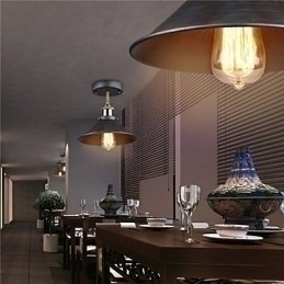 Designer Touch Decorative Vintage Mini Edison Ceiling Light 1 Light Metal Flush Mount