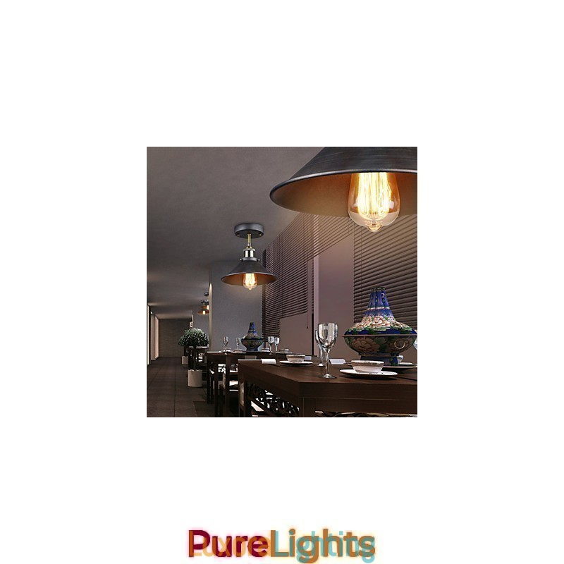 Designer Touch Decorative Vintage Mini Edison Ceiling Light 1 Light Metal Flush Mount