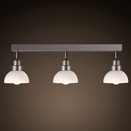 Designer Touch Decorative Flush Mount Trinal head Light White Glass Aluminum Frame Fashion Modern