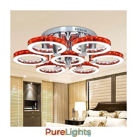 Designer Touch Decorative Red Acrylic Chandelier with 7 Light (Chrome)