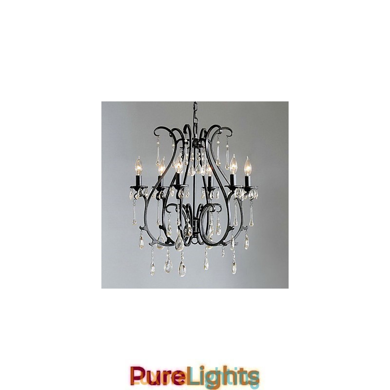 Designer Touch Decorative Modern 6 Light Crystal Chandelier Candle Feature