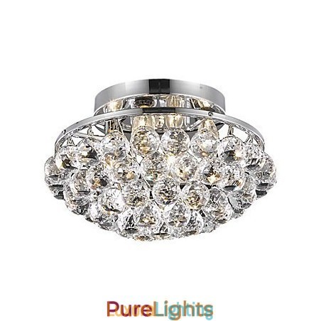Designer Touch Decorative Modern 4 Light Flush Mount Lights with Crystal Drops in Round