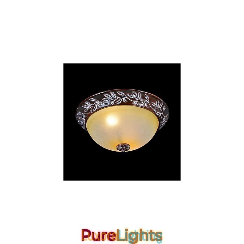 Designer Touch Decorative Flush Mount Light White Yellow Glass Resin Silver Carving European Classic