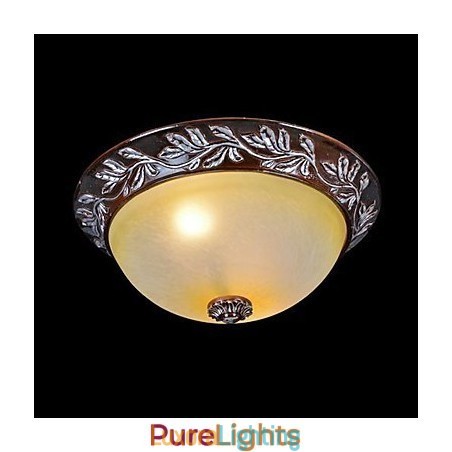 Designer Touch Decorative Flush Mount Light White Yellow Glass Resin Silver Carving European Classic
