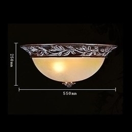 Designer Touch Decorative Flush Mount Light White Yellow Glass Resin Silver Carving European Classic