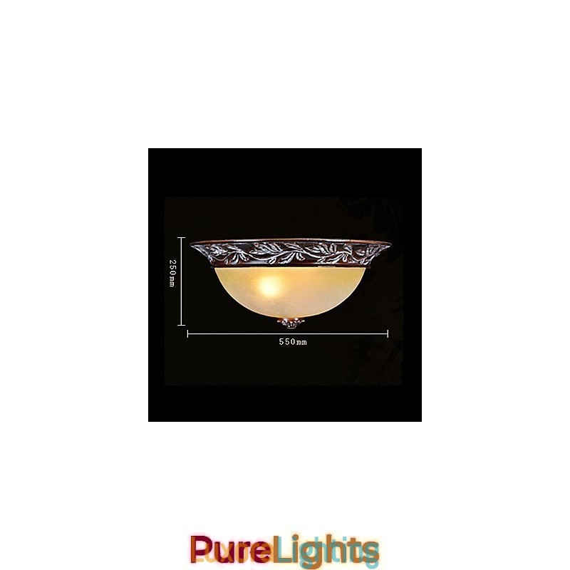 Designer Touch Decorative Flush Mount Light White Yellow Glass Resin Silver Carving European Classic