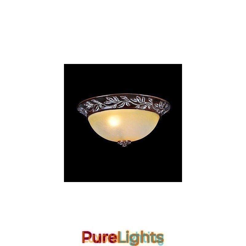 Designer Touch Decorative Flush Mount Light White Yellow Glass Resin Silver Carving European Classic