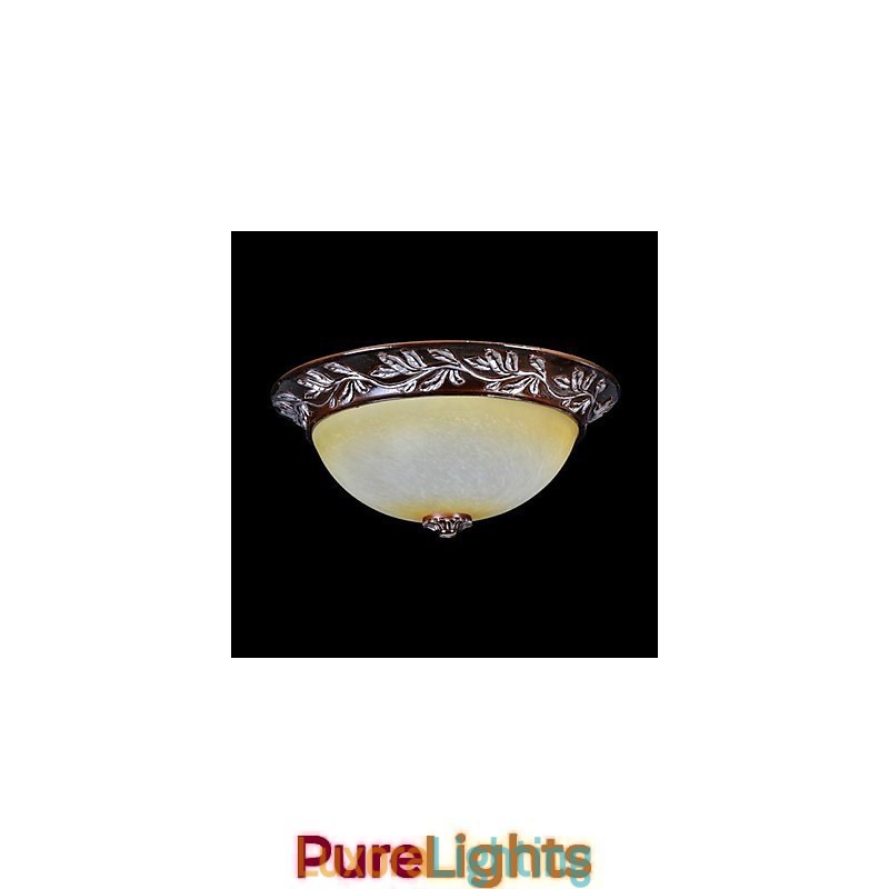 Designer Touch Decorative Flush Mount Light White Yellow Glass Resin Silver Carving European Classic