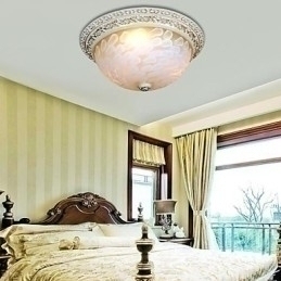 Designer Touch Decorative White Flush Mount Light Pattern Glass Resin Gold Carving European Classic
