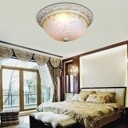 Designer Touch Decorative White Flush Mount Light Pattern Glass Resin Gold Carving European Classic