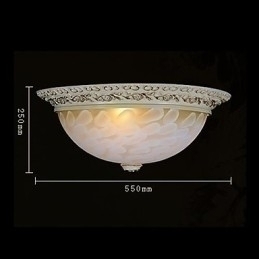 Designer Touch Decorative White Flush Mount Light Pattern Glass Resin Gold Carving European Classic