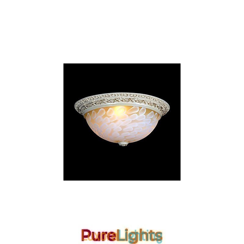Designer Touch Decorative White Flush Mount Light Pattern Glass Resin Gold Carving European Classic