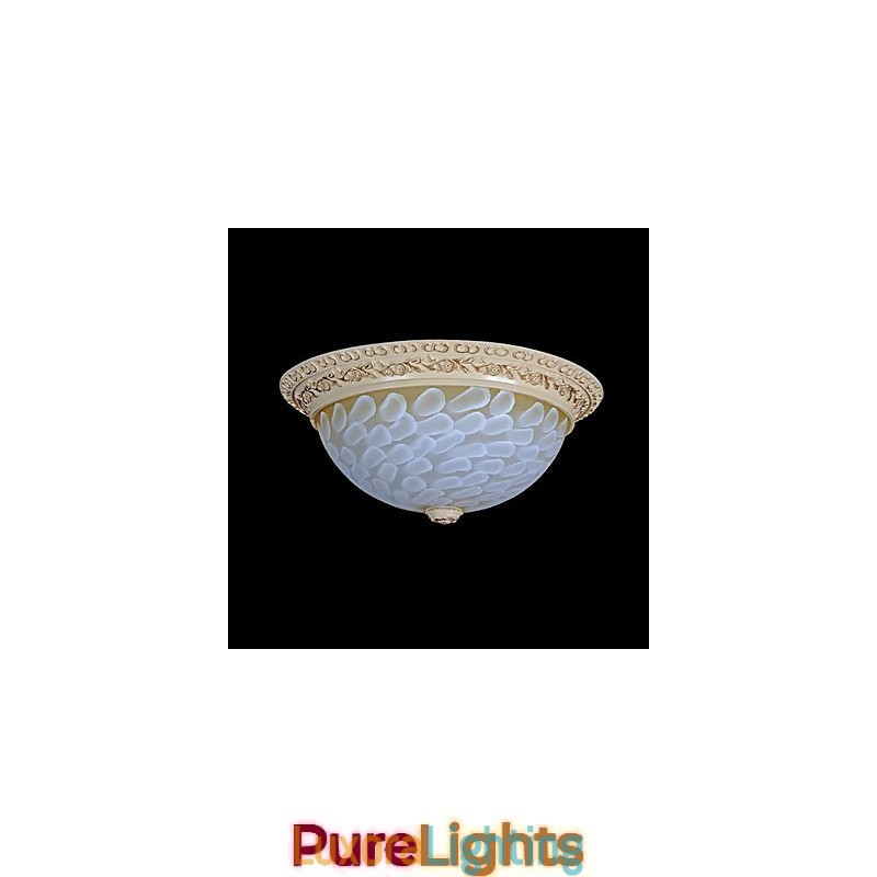 Designer Touch Decorative White Flush Mount Light Pattern Glass Resin Gold Carving European Classic