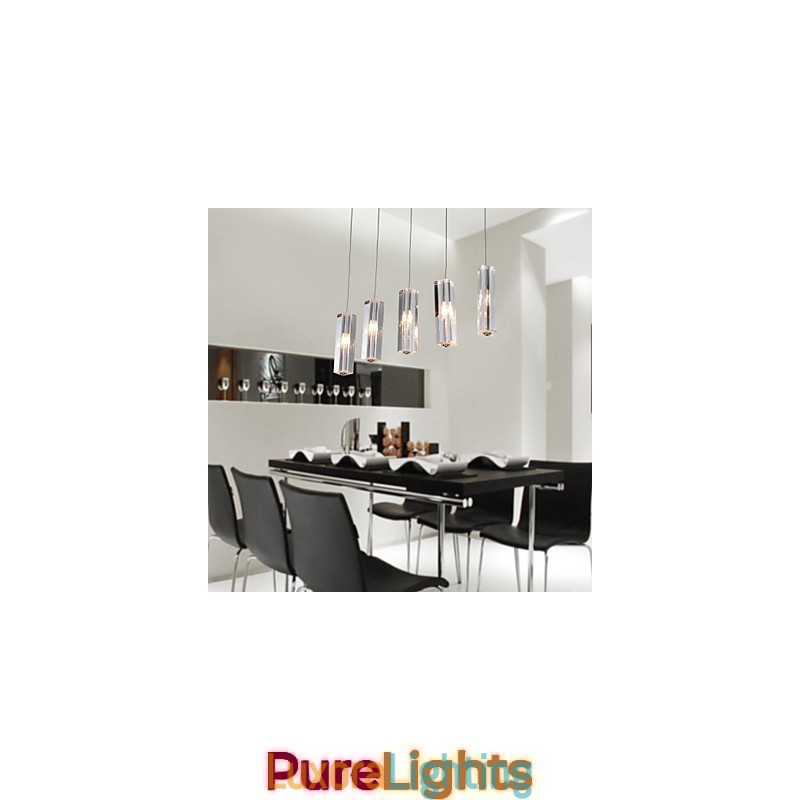 Designer Touch Decorative Modern Contemporary Island Crystal Chrome Metal Pendant Light