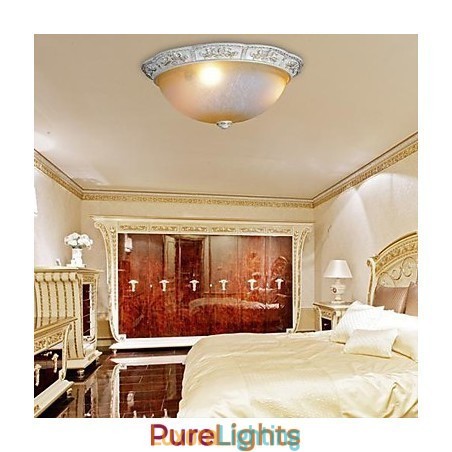 Designer Touch Decorative White Flush Mount Light Yellow White Glass Resin Pattern Carving European Classic