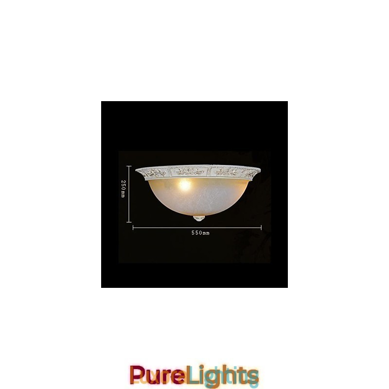 Designer Touch Decorative White Flush Mount Light Yellow White Glass Resin Pattern Carving European Classic