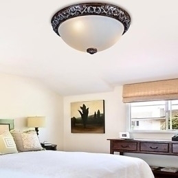 Designer Touch Decorative Flush Mount Light Glass Resin Silver Carving European Classic