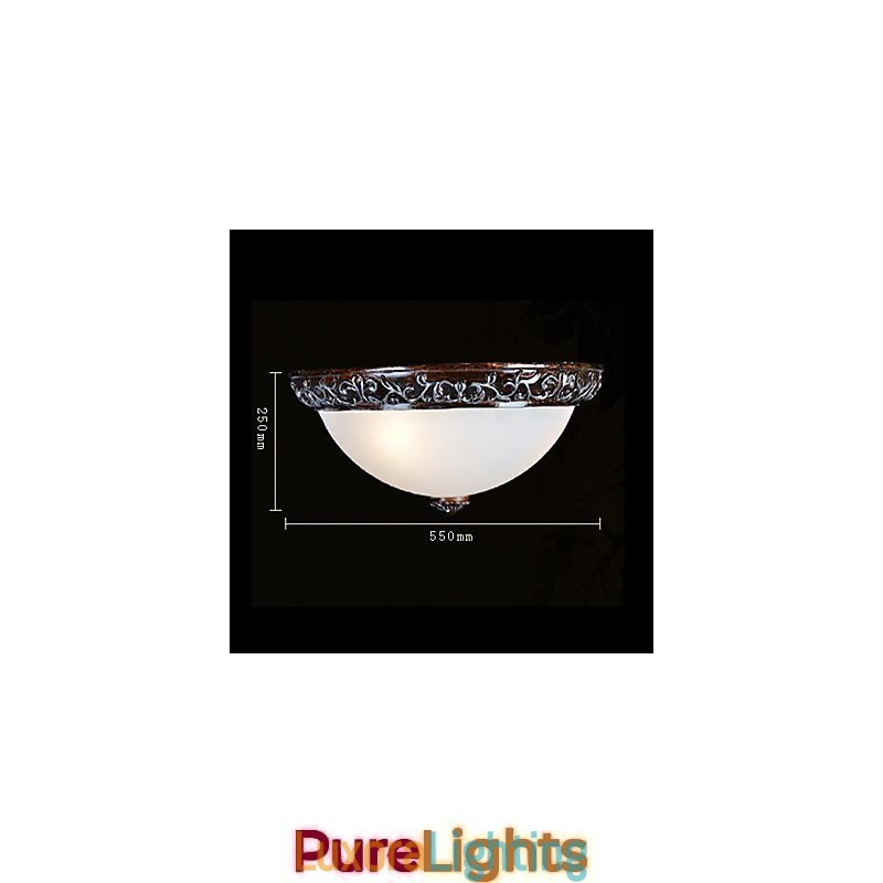 Designer Touch Decorative Flush Mount Light Glass Resin Silver Carving European Classic