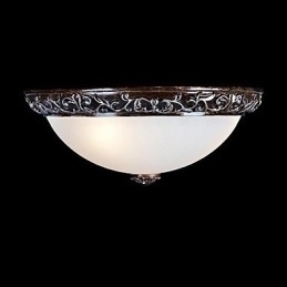 Designer Touch Decorative Flush Mount Light Glass Resin Silver Carving European Classic